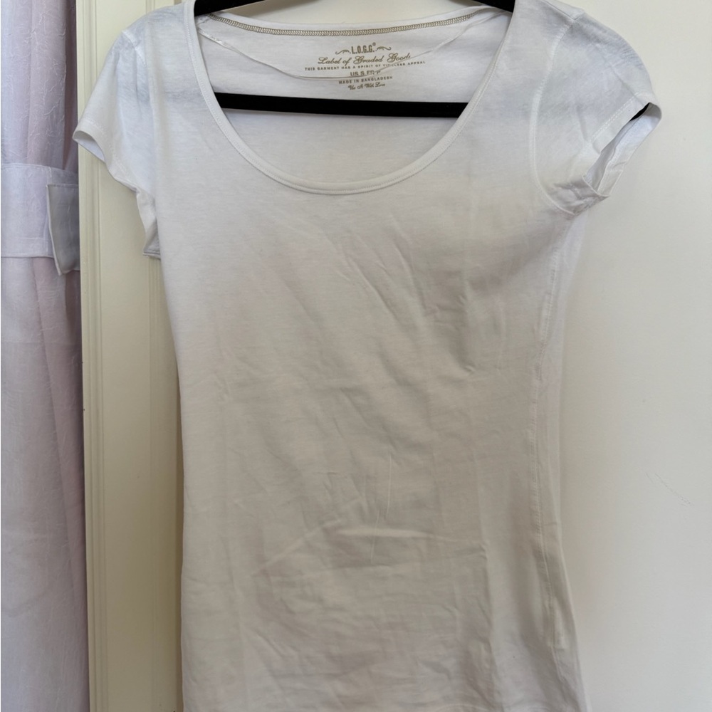 h&m logg white tshirt top flowy comfortable casual basic capped sleeve aesthetic